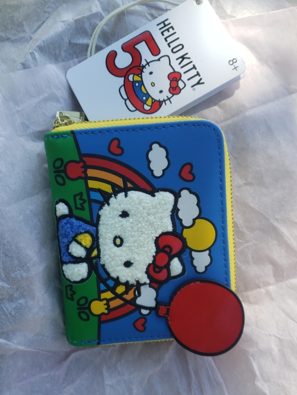 Sanrio Loungefly Hello Kitty Colorful Rainbow Zip Wallet 50th Anniversary - Picture 3 of 5